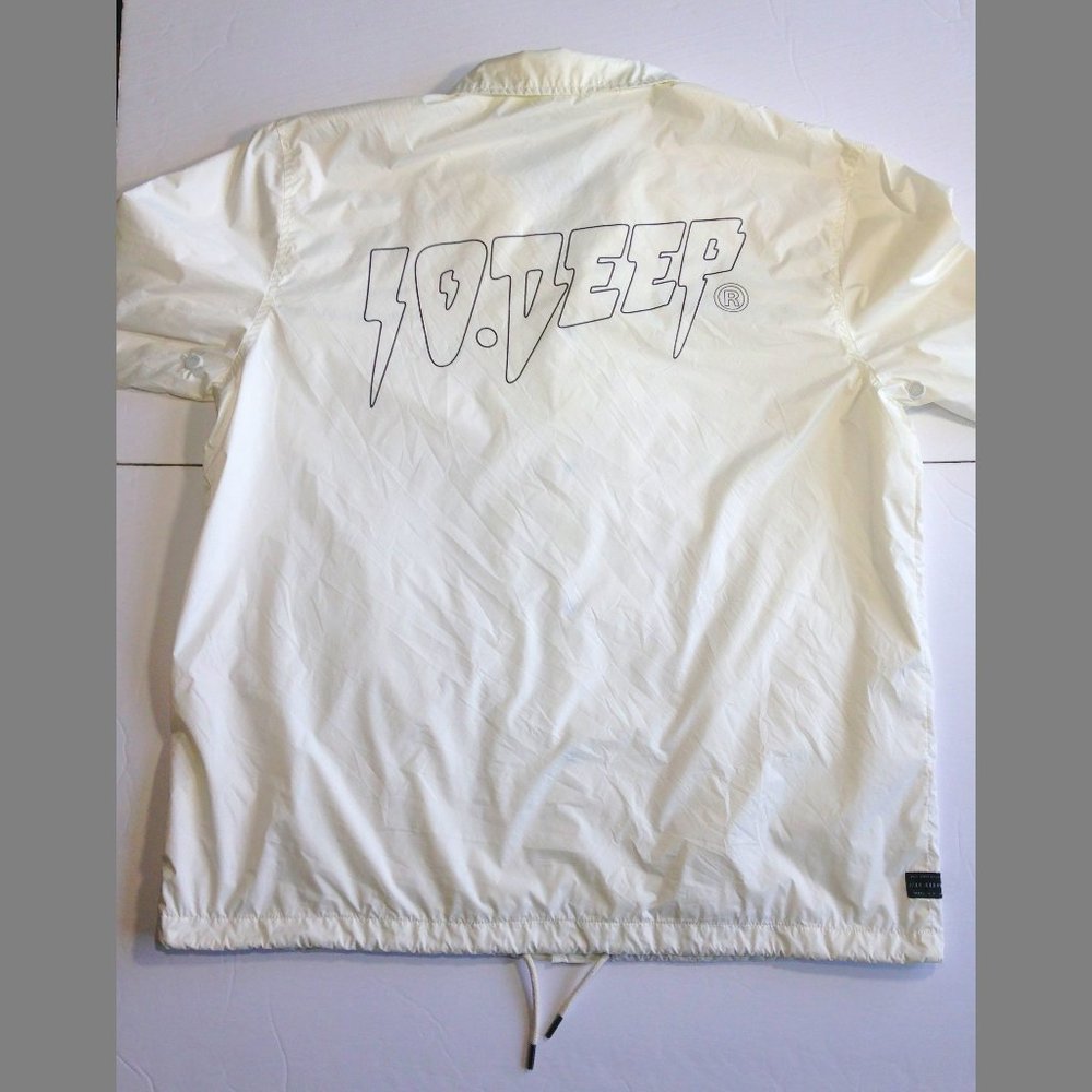 Men's 10 Deep Spell Out Nylon Jacket windbreaker White - Large - Used, Like New